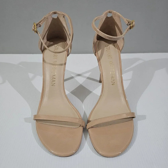 Stuart Weitzman Nudistsong Heel Ankle Strap Sandal Adobe Tan Leather Size 10 - Picture 6 of 16